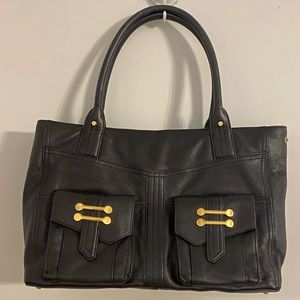 Lauren by Ralph Lauren Black Leather Tote Handbag